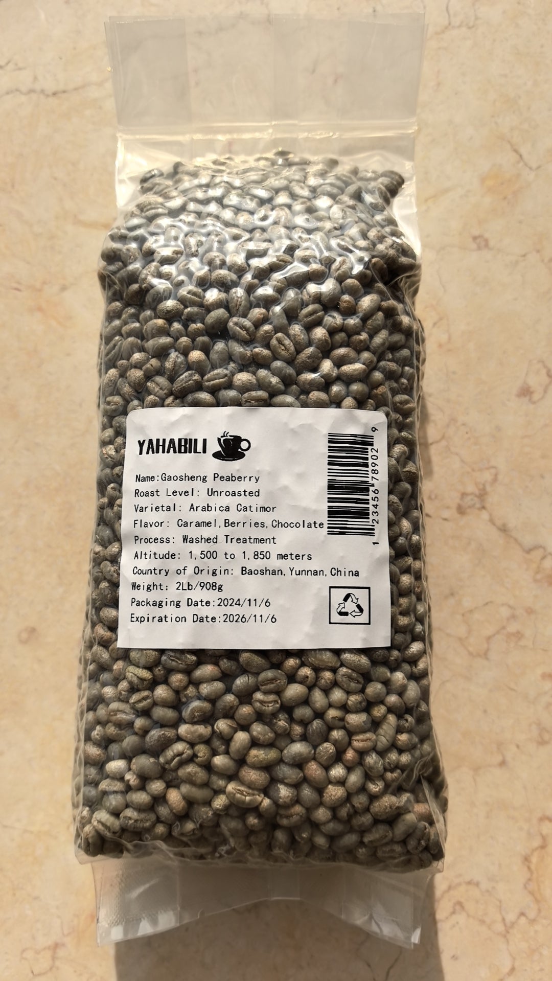 YUNNAN Green Coffee-Peaberry-Washed Treatment