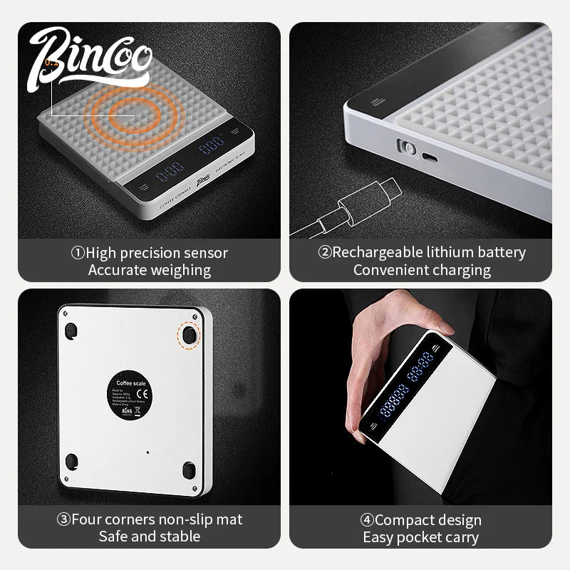 Bincoo Espresso Digital Scale with Weighing Timing Coffee Tool